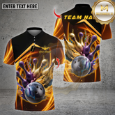 Maxcorners Bowling Shirts Custom Bowling Polo Shirt, Bowling Design, Personalized Bowling Polo for Men Women, Personalized Name Team 3D Shirt