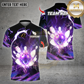 Maxcorners Bowling ShirtsThunder Light Bowling Design, Personalized Bowling Polo for Men Women, Personalized Name Team 3D Shirt