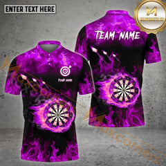 Maxcorners Darts Flame Dartboard Personalized Name, Team Name 3D Polo Shirt (4 Colors)