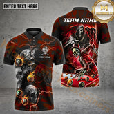 Maxcorners Billiard Reaper Skull Play Jersey Sport Multicolor Options Personalized Name, Team Name 3D Polo Shirt (4 Colors)