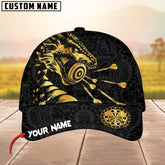 Maxcorners Dragon Darts Golden Luxury Pattern Multicolor Option Personalized Name 3D Cap (4 Colors)
