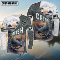 Maxcorner Catfish Fishing Fish Skin Pattern Personalized 3D Long Sleeve Shirt