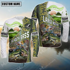 Maxcorner Large Mouth Bass Fish Skin Pattern Personalized 3D Long Sleeve Shirt