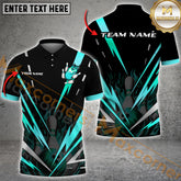 Maxcorner Bowling Ball & Pins Premium Thunder Flame Multicolor Option Customized Name 3D Shirt (4 Colors)