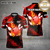 Maxcorners Bowling Flame Strike Fire Multicolor Options Personalized Name, Team Name Unisex 3D Shirt