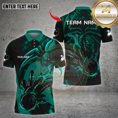 Maxcorners Bowling Dark Flame Demon Ball Multicolor Options Personalized Name, Team Name Unisex 3D Shirt