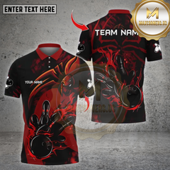 Maxcorners Bowling Dark Flame Demon Ball Multicolor Options Personalized Name, Team Name Unisex 3D Shirt