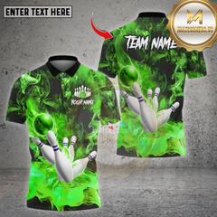 Maxcorners Bowling Smoke Lightning Strike Multicolor Options Personalized Name, Team Name Unisex 3D Shirt