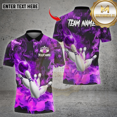 Maxcorners Bowling Smoke Lightning Strike Multicolor Options Personalized Name, Team Name Unisex 3D Shirt