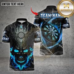 Maxcorners Darts Flame Skull Bullseye Multicolor Options Personalized Name, Team Name Unisex 3D Shirt