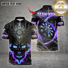 Maxcorners Darts Flame Skull Bullseye Multicolor Options Personalized Name, Team Name Unisex 3D Shirt