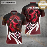 Maxcorners Darts Skull Curve Flame Pattern Mutilcolor Options Personalized Name, Team Name 3D Polo Shirt (4 Colors)