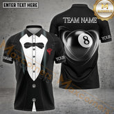 Maxcorners Stylish Tuxedo & 8-Ball Billiard Jersey Multicolor Options Personalized Name, Team Name 3D Shirt (4 Colors)