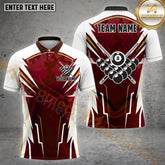 Maxcorners Stylish Maroon & Gold 8-Ball Billiard Jersey Multicolor Options Personalized Name, Team Name 3D Shirt (4 Colors)