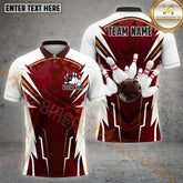 Maxcorners Stylish Maroon & Gold Bowling Ball & Pins Jersey Multicolor Options Personalized Name, Team Name 3D Shirt (4 Colors)