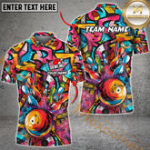 Maxcorner Bowling Ball & Pins Graffiti Colorful Multicolor Option Customized Name 3D Shirt (4 Colors)