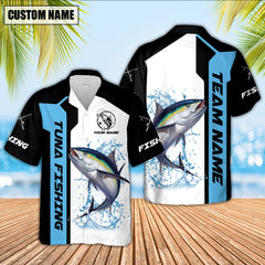 Maxcorners Tuna Fishing Premium Blue Line Sport Jersey Personalized Name And Team Name Hawaiian Shirt
