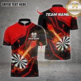 Maxcorners Darts Shirt Flame With Dartboard Multioptions Personalized Name, Team Name Unisex 3D Shirt (4 Colors)