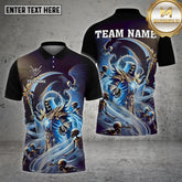 Maxcorners Billiard Ball 8 Skull Warrior Multicolor Options Personalized Name, Team Name 3D Polo Shirt (4 Colors)