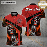 Maxcorners Darts Skull Basic Pattern Dartboard Multicolor Options Personalized Name, Team Name 3D Polo Shirt (4 Colors)