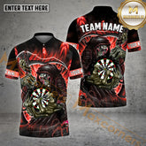 Maxcorners Darts Reaper Grim Pattern Dartboard Multicolor Options Personalized Name, Team Name 3D Polo Shirt (4 Colors)