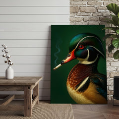 Maxcorners Wood Duck Wall Art Canvas - Vibrant Wildlife Cabin Decor - Unique Hunting Lodge Artwork