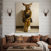 Maxcorners Funny Doe Canvas Wall Art – Hilarious Bathroom Humor Decor – Rustic Cabin Lodge Gag Gift