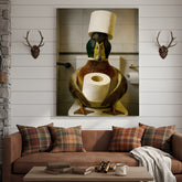 Maxcorners Funny Duck Bathroom Canvas Wall Art – Rustic Toilet Canvas for Cabin, Lodge & Man Cave Decor