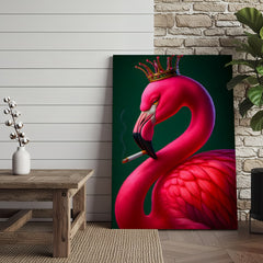 Maxcorners Cool Smoking Flamingo Canvas Wall Art – Funny Animal King Print, Perfect Gift for Home Decor Lovers