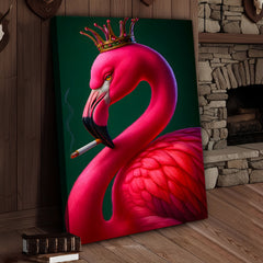 Maxcorners Cool Smoking Flamingo Canvas Wall Art – Funny Animal King Print, Perfect Gift for Home Decor Lovers