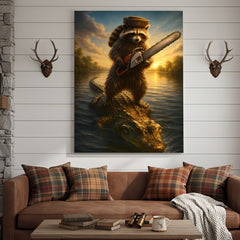 Maxcorners Badass Raccoon Riding Alligator Canvas – Funny Gift for Men, Hunters & Animal Lovers