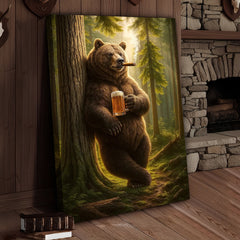 Maxcorners Rustic Bear in Forest Canvas Wall Art, Woodland Animal Decor, Nature Landscape Home Decoration