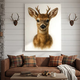 Maxcorners Minimalist Deer Canvas Wall Art, Realistic Baby Buck Portrait, Modern Wildlife Animal Print for Rustic Cabin or Farmhouse Decor