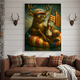 Maxcorners Patriotic Deer Wall Art Canvas – Funny American Flag Wall Art, Man Cave & Rustic Cabin Decor