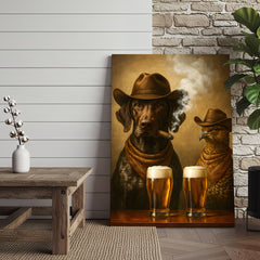 Maxcorners Funny Dog & Grouse Beer Canvas Wall Art – Rustic Cowboy Bar Decor Gift for Hunters & Outdoorsmen