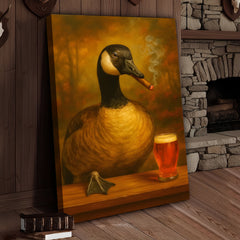 Maxcorners Funny Goose Smoking & Drinking Cocktail Glasses Canvas – Farmhouse Cabin Wall Art