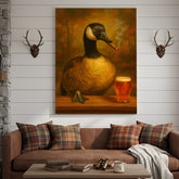 Maxcorners Funny Goose Smoking & Drinking Cocktail Glasses Canvas – Farmhouse Cabin Wall Art