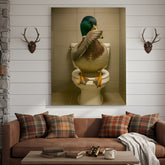 Maxcorners Funny Duck Bathroom Wall Art – Hilarious Rustic Toilet Canvas for Cabin, Lodge & Man Cave Decor