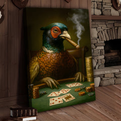 Maxcorners The Poker Pheansant Wall Art Canvas – Funny Smoking Pheasant Wall Art for Men