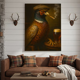 Maxcorners Pheasant Beer & Smoking Canvas – Funny Rustic Wall Art for Hunters, Bar & Man Cave Decor