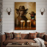 Maxcorners Funny Dog & Pheasant Beer Canvas Wall Art – Cowboy Hunting Bar Decor Gift for Hunters & Outdoorsmen