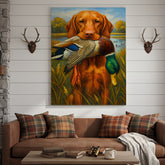 Maxcorners Rustic Hunting Wall Art – Dog and Duck Canvas Print