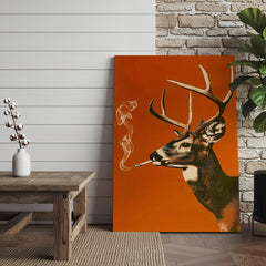 Maxcorners Smoking Buck Deer Canvas – Funny Hunting Wall Art for Man Caves - Gift for Hunters & Redneck Vibes