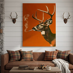 Maxcorners Smoking Buck Deer Canvas – Funny Hunting Wall Art for Man Caves - Gift for Hunters & Redneck Vibes