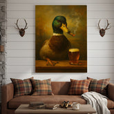 Maxcorners Funny Mallard Duck Smoking & Drinking Cocktail Glasses Canvas Wall Art - Rustic Hunting Perfect Gift for Hunters & Cocktail Glasses Lovers