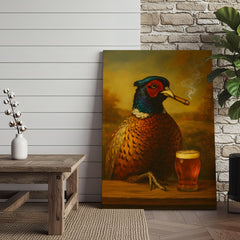 Maxcorners Pheasant With Smoking & Cocktail Glasses Canvas – Hunting Lodge Decor Perfect Gift for Hunters & Cocktail Glasses Lovers