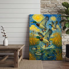 Maxcorners Flying Mallard Duck Hunting Canvas – Rustic Wildlife Wall Art