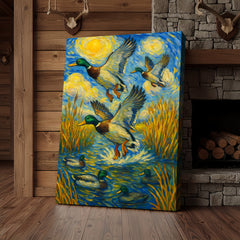 Maxcorners Flying Mallard Duck Hunting Canvas – Rustic Wildlife Wall Art