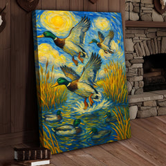 Maxcorners Flying Mallard Duck Hunting Canvas – Rustic Wildlife Wall Art
