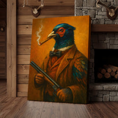 Maxcorners Pheasant Hunter Canvas Wall Art – Funny Hunting Gift for Men, Upland Game Bird Hunters & Lodge Decor